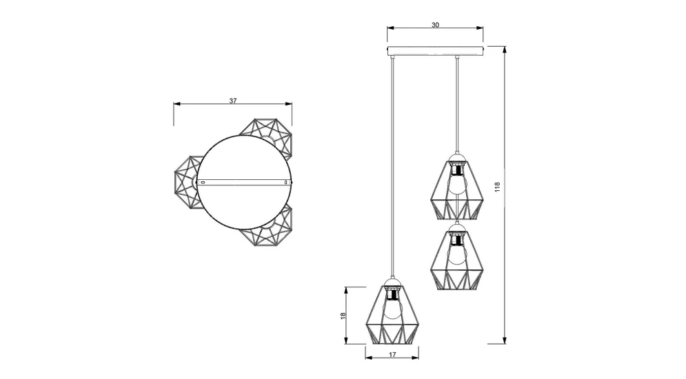 Závěsná lampa BERGEN III 606