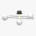Stropní svítidlo se 3 stínidly ve tvaru koule SATELIT III černo-zlaté