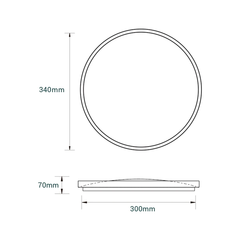 Plafon LED okrągły 24W jasne drewno ORO-OLMO 34 cm - wymiary.