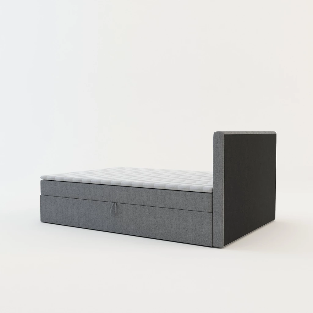 Postel boxspring s topperem šedá PEDRO PU 140x200 cm