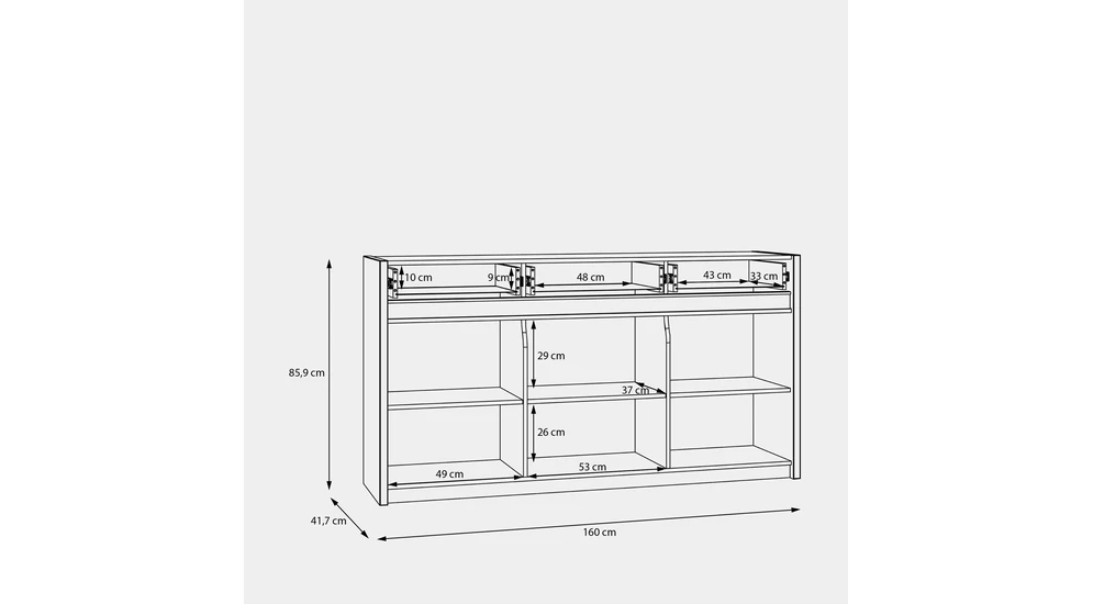 Komoda s osvětlením OAK SQUERE 160 cm