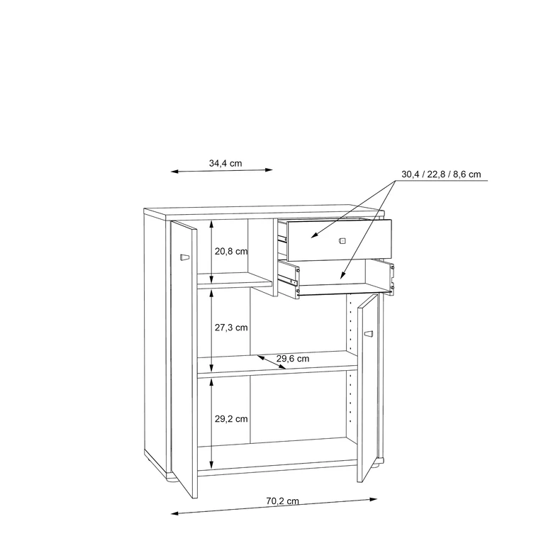 Komoda TEMPRA 2 nízká 2D2S, dub artisan