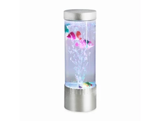 Dekorativní stříbrná LED RGB stolní lampa USB AQUA 32 cm