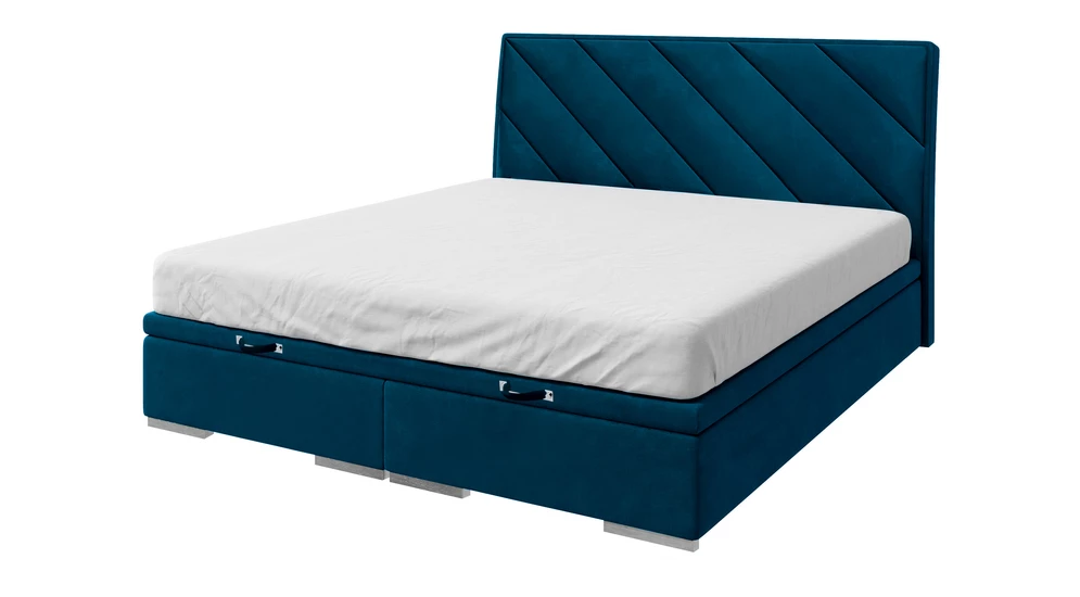 Postel boxspring tmavě modrá LEONARDO 160x200 cm