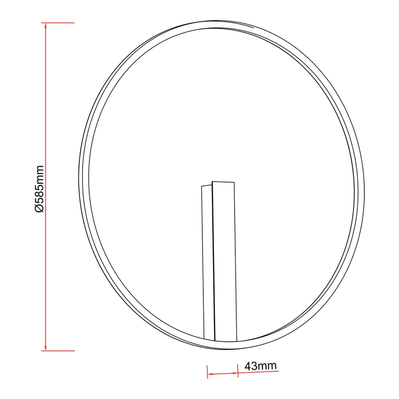 Lampa sufitowa LED czarna CORIT 58,5 cm - wymiary.