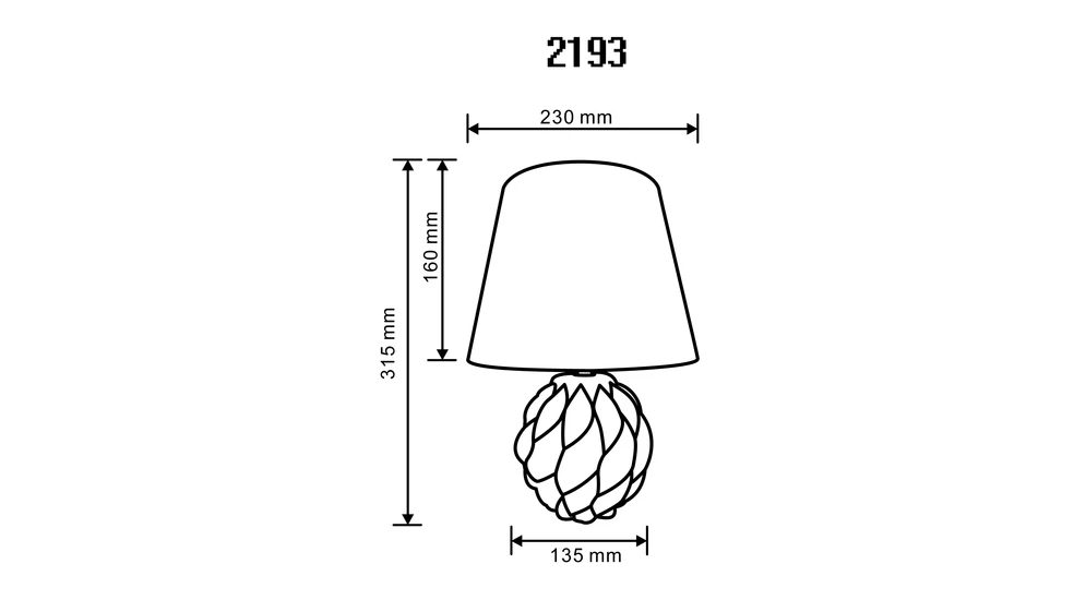 Lampa stołowa z abażurem, biała - wymiary.