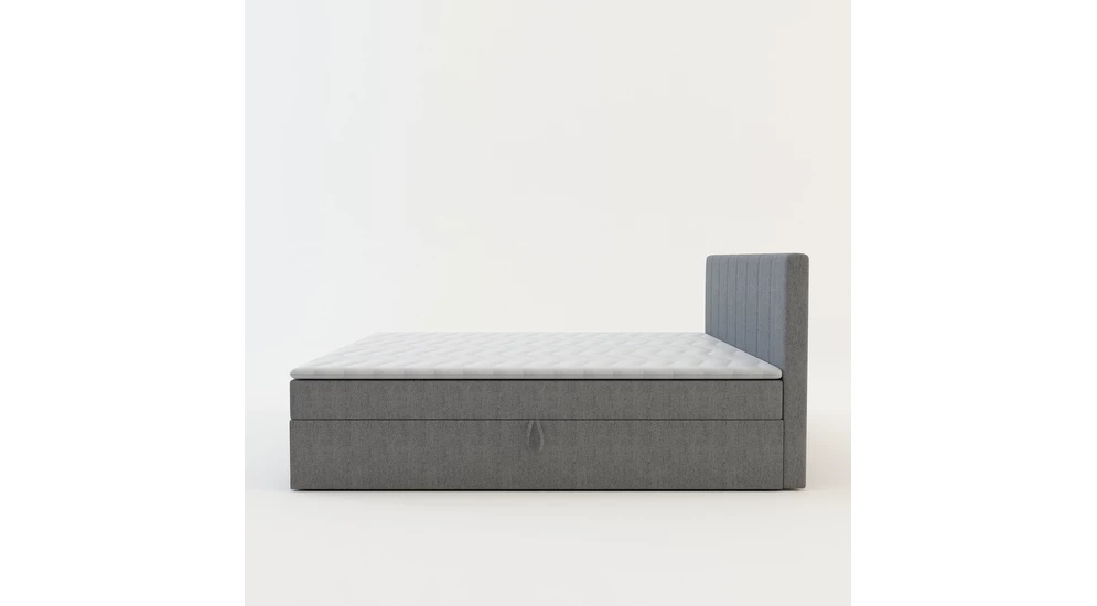 Postel boxspring s topperem šedá PEDRO PU 180x200 cm