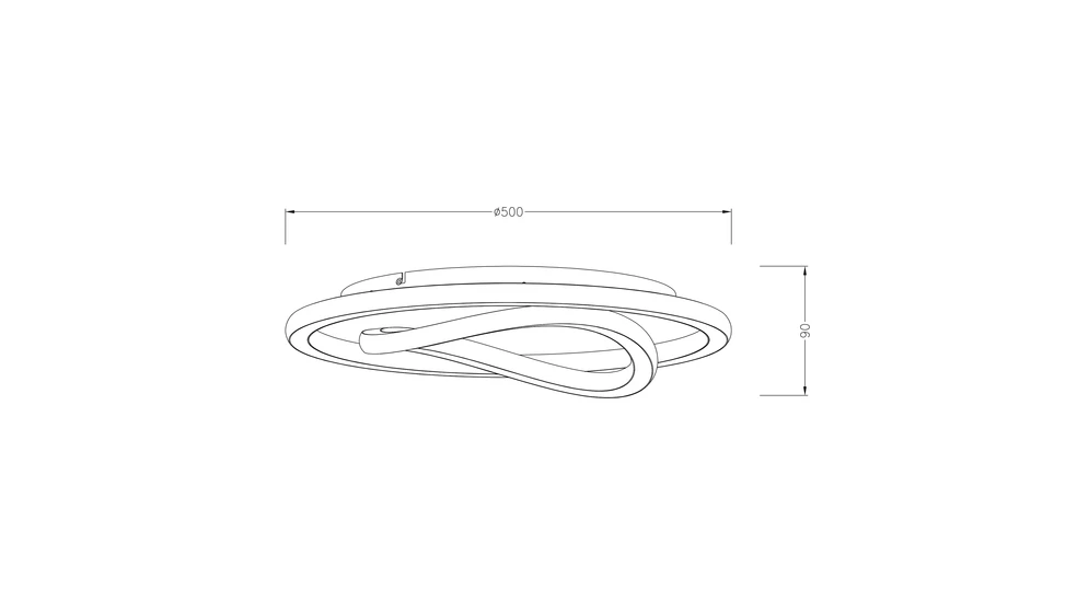 Plafon LED okrągły czarno-złoty LENS 50 cm - wymiary.