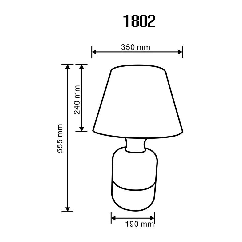 Lampa stołowa z abażurem, biało-złota - wymiary.