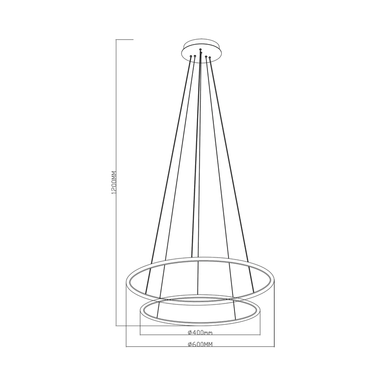 Lampa wisząca LED 2 pierścienie złota MARSEILLE - wymiary.