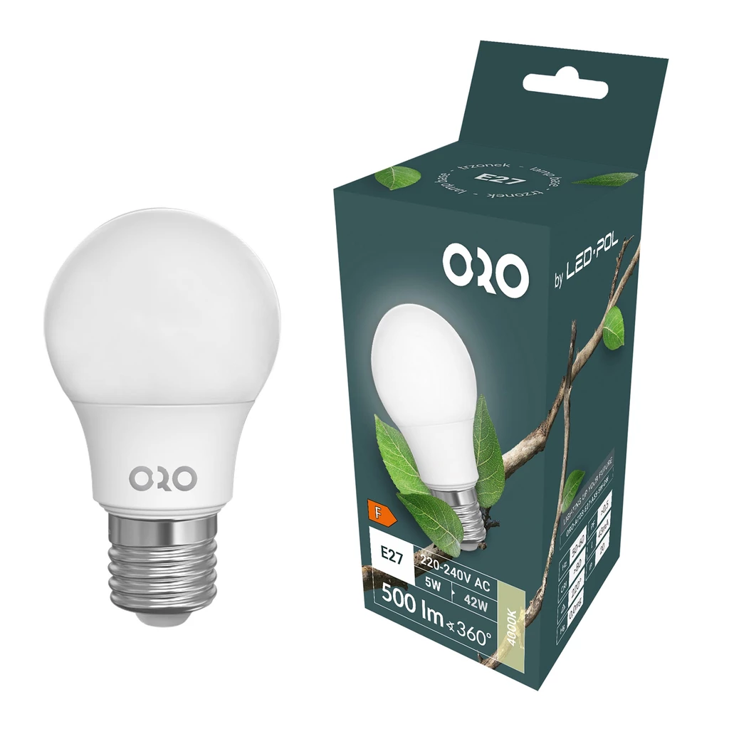 LED žárovka E27 5 W neutrální ORO-ATOS-E27-A55-5W-DW