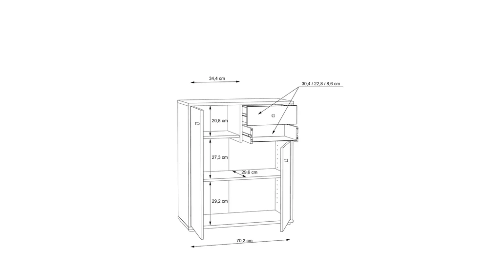 Komoda TEMPRA 2 nízká 2D2S, dub artisan