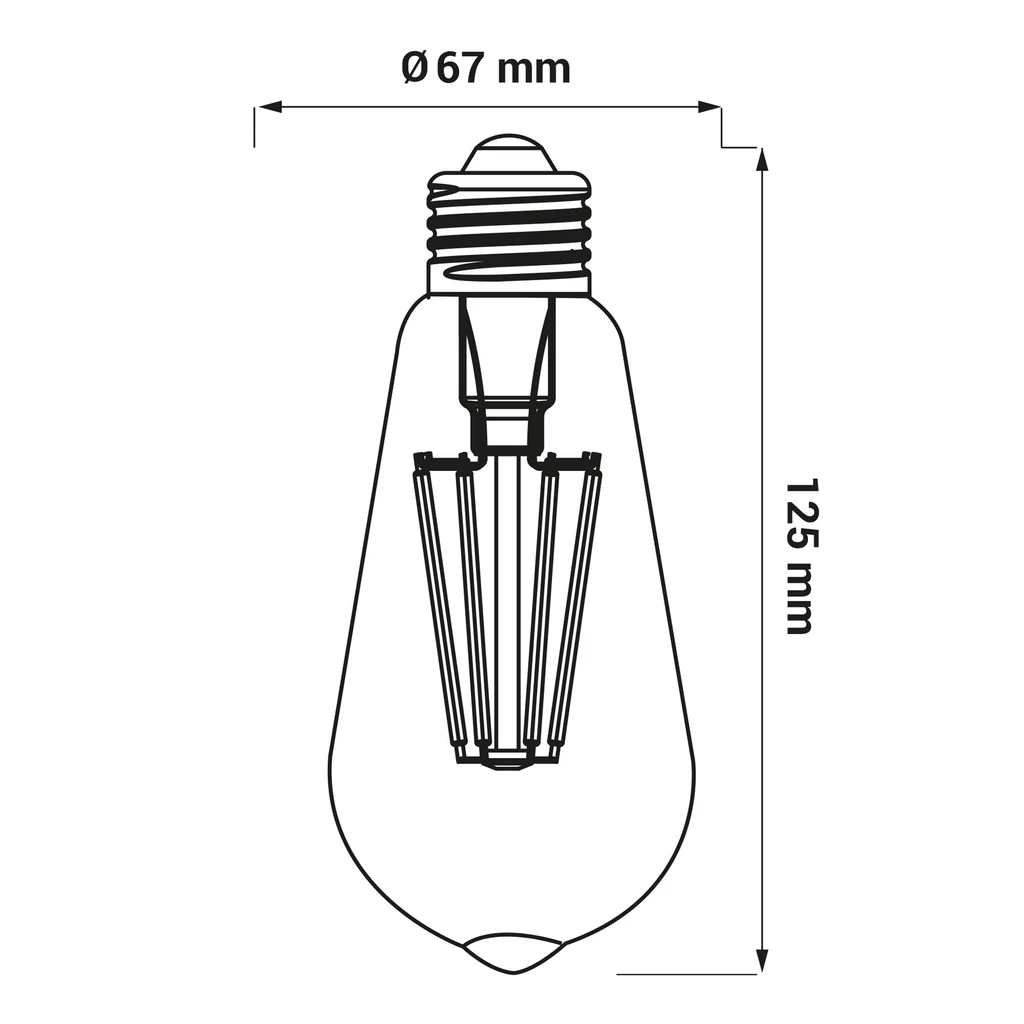 Retro LED dekorativní žárovka E27 8 W teplé barvy ORO-E27-ST64-FL-CLARO-8 W-WW