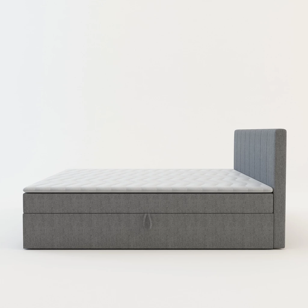 Postel boxspring s topperem šedá PEDRO PU 180x200 cm