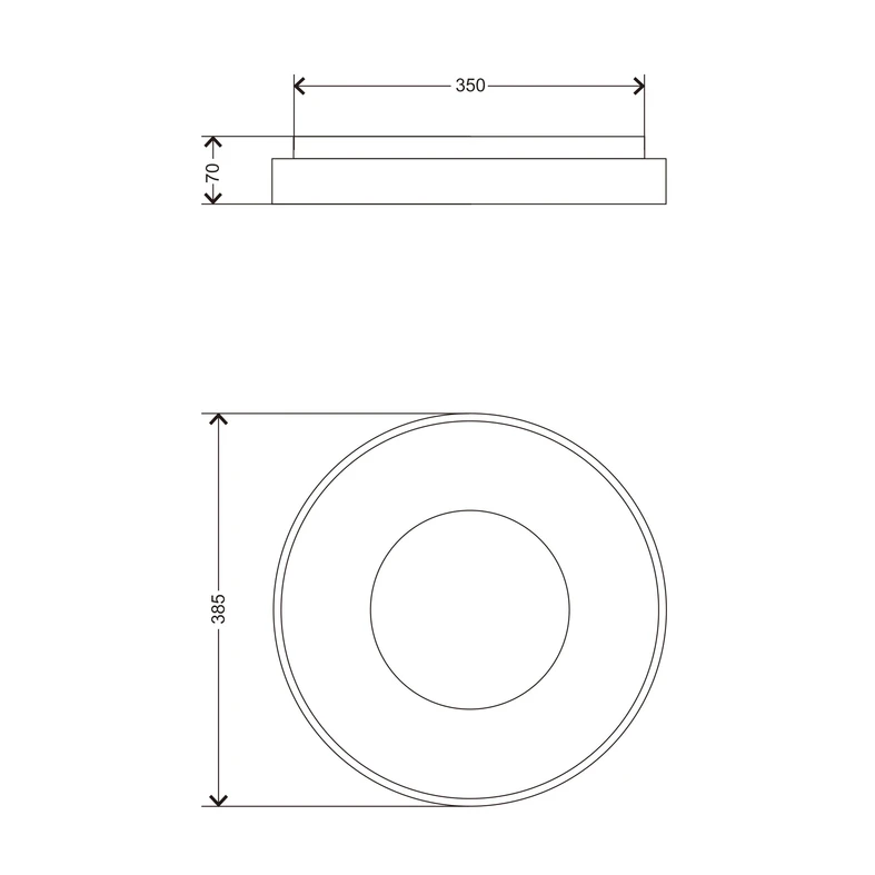 Plafon LED 24W czarny ESPINO 38,5 cm z pilotem - wymiary.