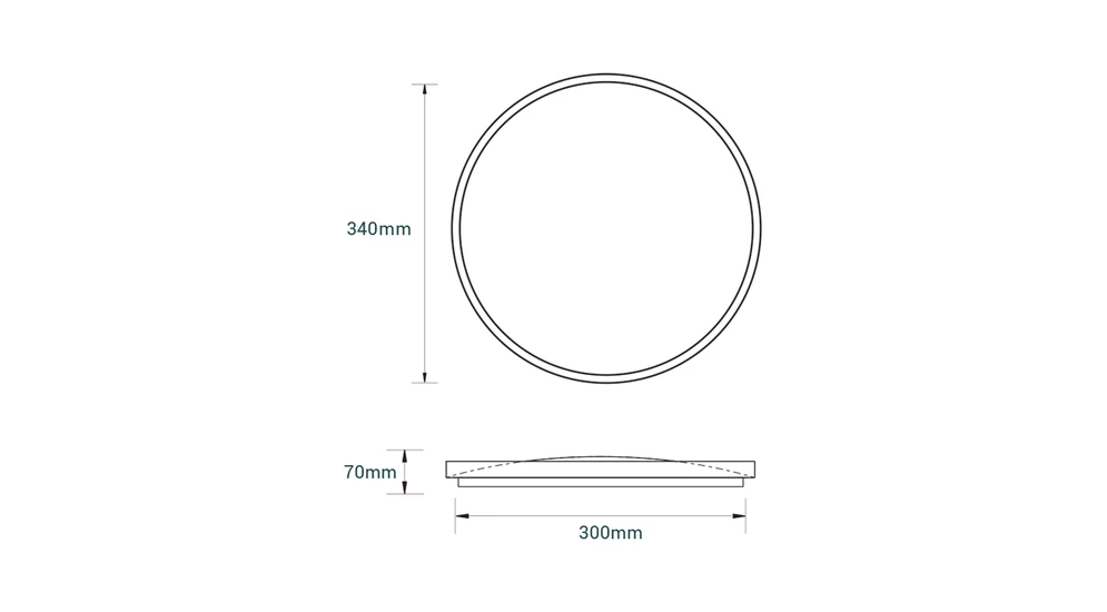 Plafon LED okrągły 24W jasne drewno ORO-OLMO 34 cm - wymiary.