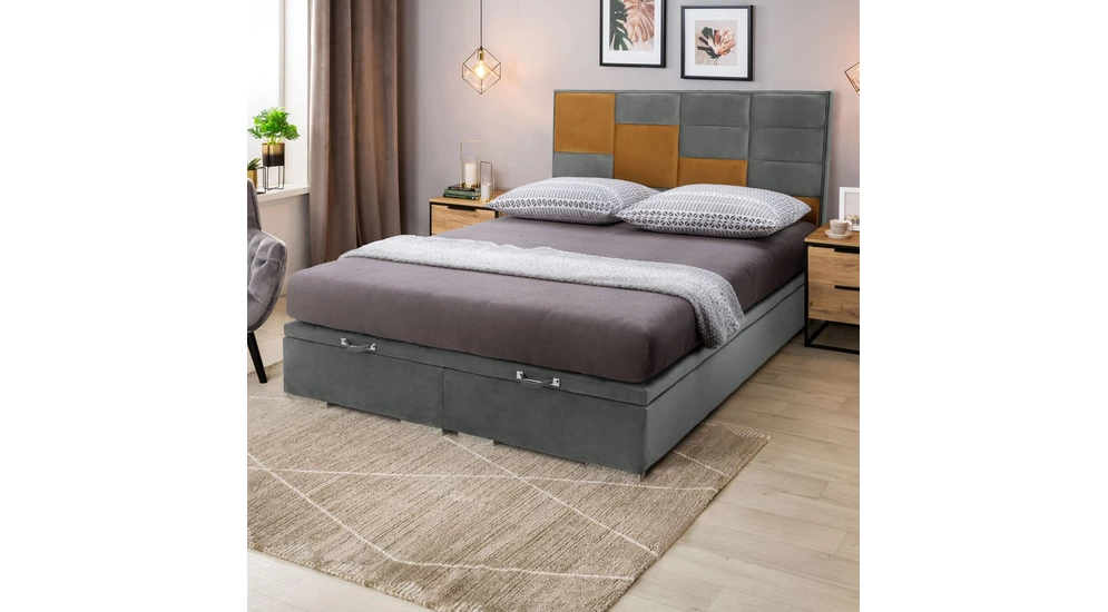 Rám postele boxspring FIBI KP 25 160x200, platinový