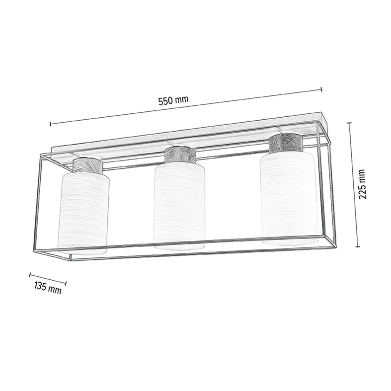 Lampa sufitowa czarno-biała GRETTER 3 - wymiary.