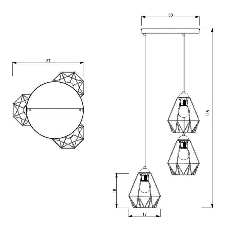 Závěsná lampa BERGEN III 606