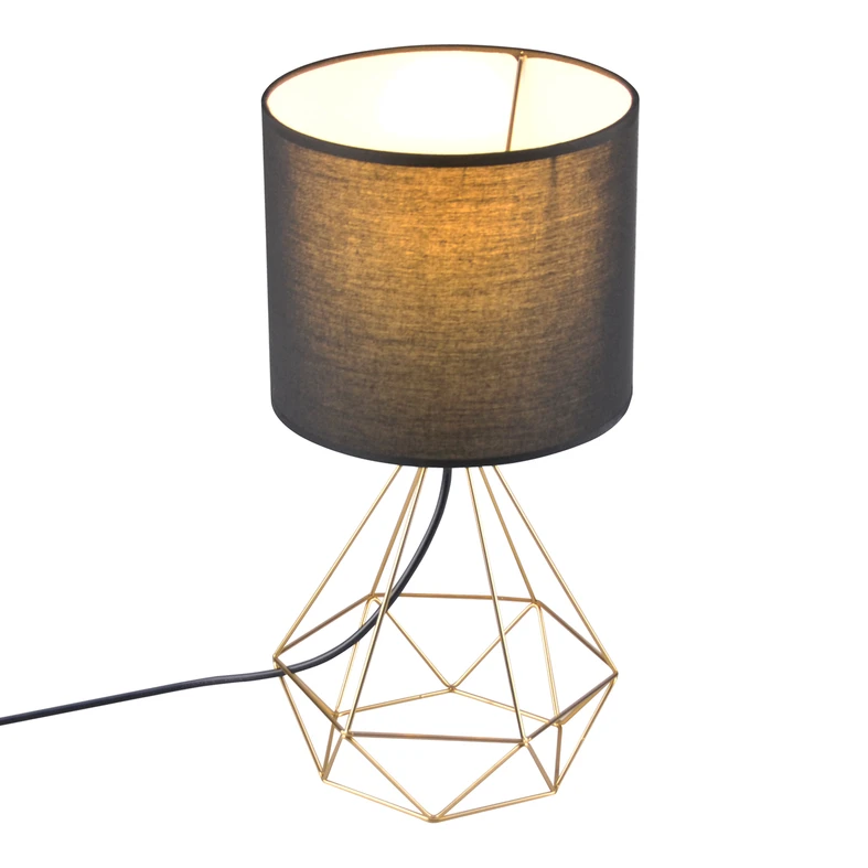 Černo-zlatá geometrická stolní lampa HIRA