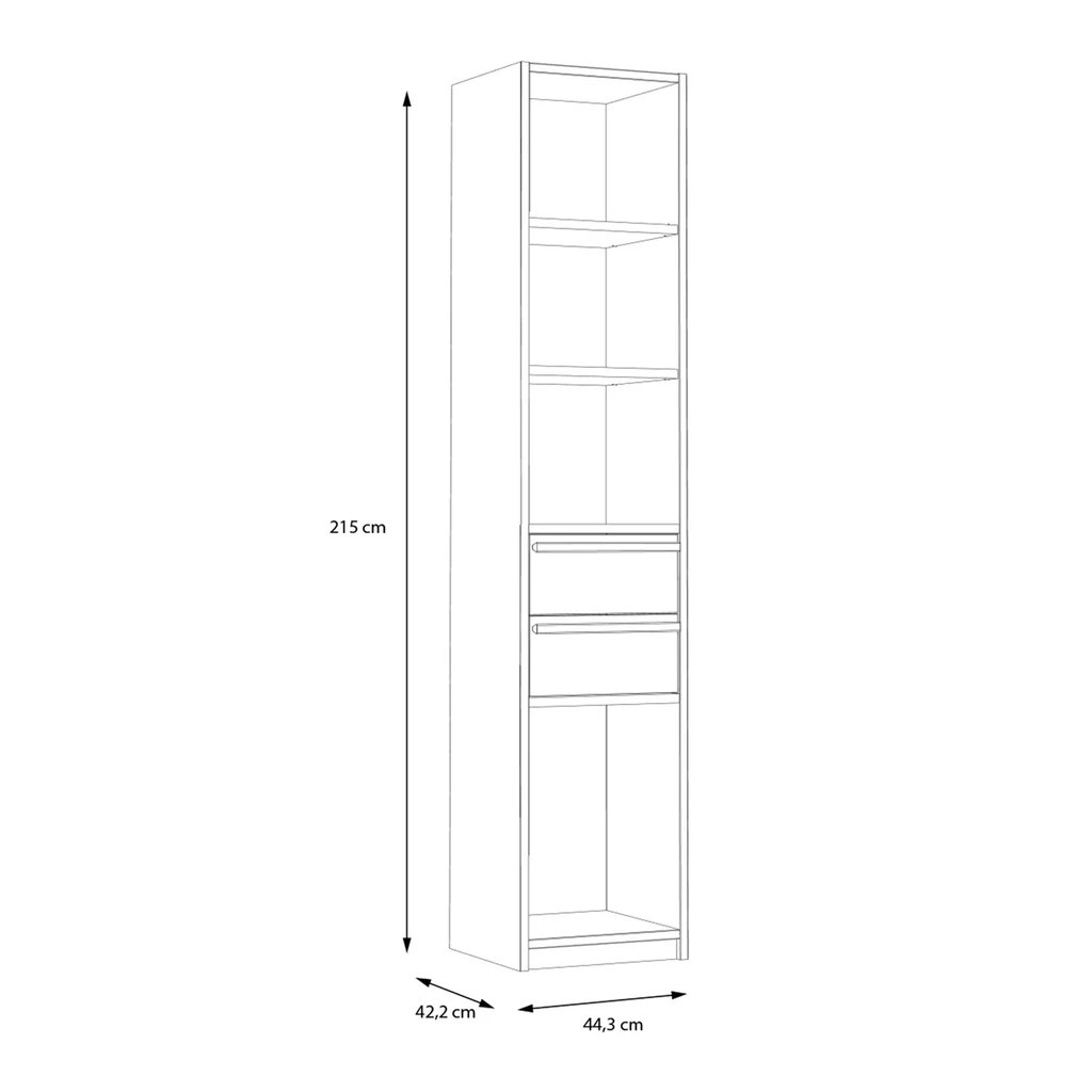 Regál s policemi a zásuvkami S-ROOM 44,4 cm