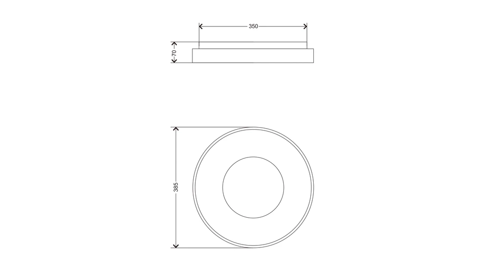 Plafon LED 24W czarny ESPINO 38,5 cm z pilotem - wymiary.