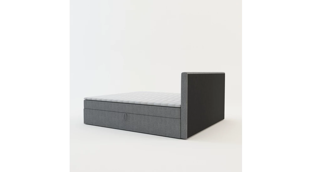 Postel boxspring s topperem šedá PEDRO PU 180x200 cm