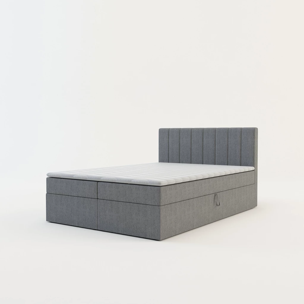 Postel boxspring s topperem šedá PEDRO PU 140x200 cm