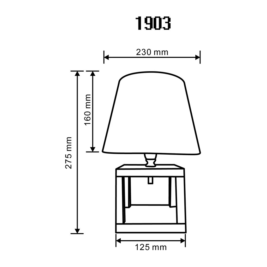 Lampa stołowa bambusowa, abażur biały - wymiary.