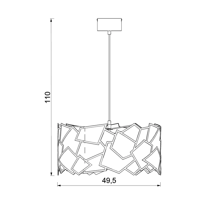 Lampa wiszaca czarna CAMO III - wymiary.