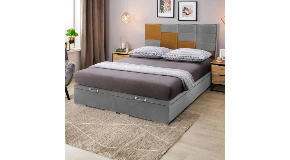 Rám postele boxspring FIBI KP 25 160x200, světle šedý