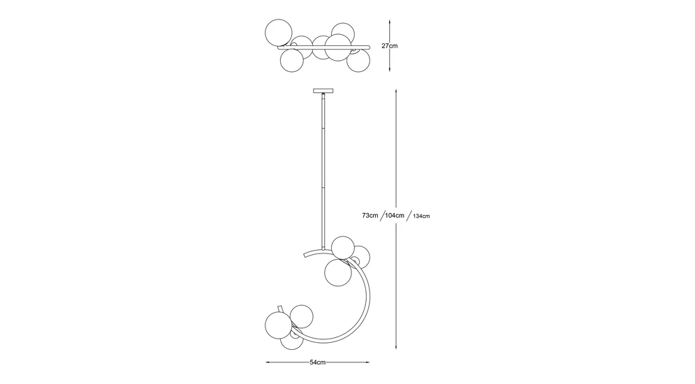 Lampa wisząca MOLECULE w złotym kolorze to oświetlenie, którym możesz udekorować do salon, jadalnię lub sypialnię.