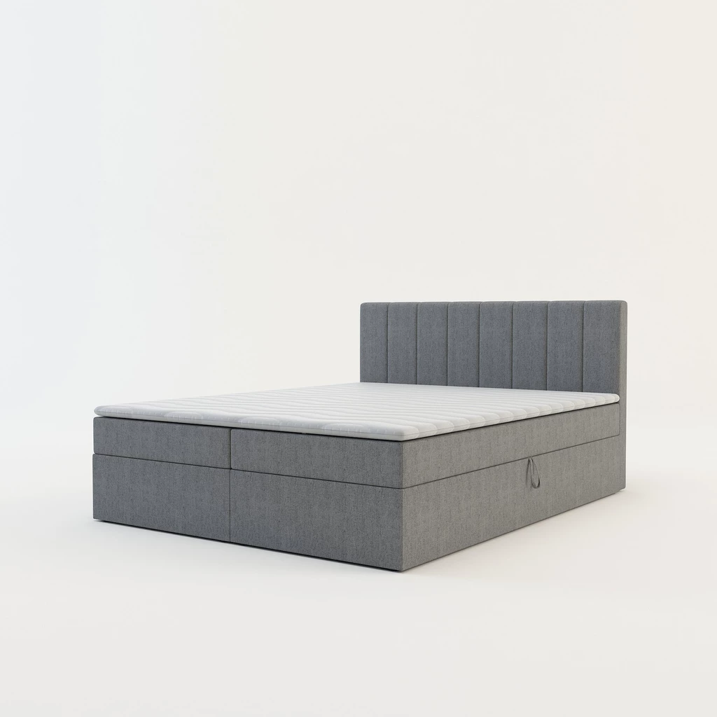 Postel boxspring s topperem šedá PEDRO PU 160x200 cm