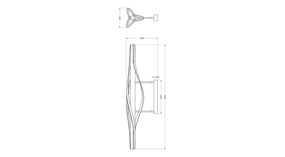 Lampa sufitowa LED drewniana czarna BAEZ - wymiary.