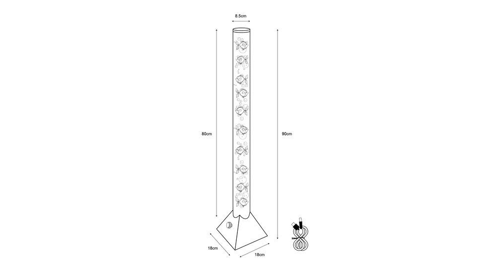 Lampa stołowa dekoracyjna LED RGB AQUA - wymiary.