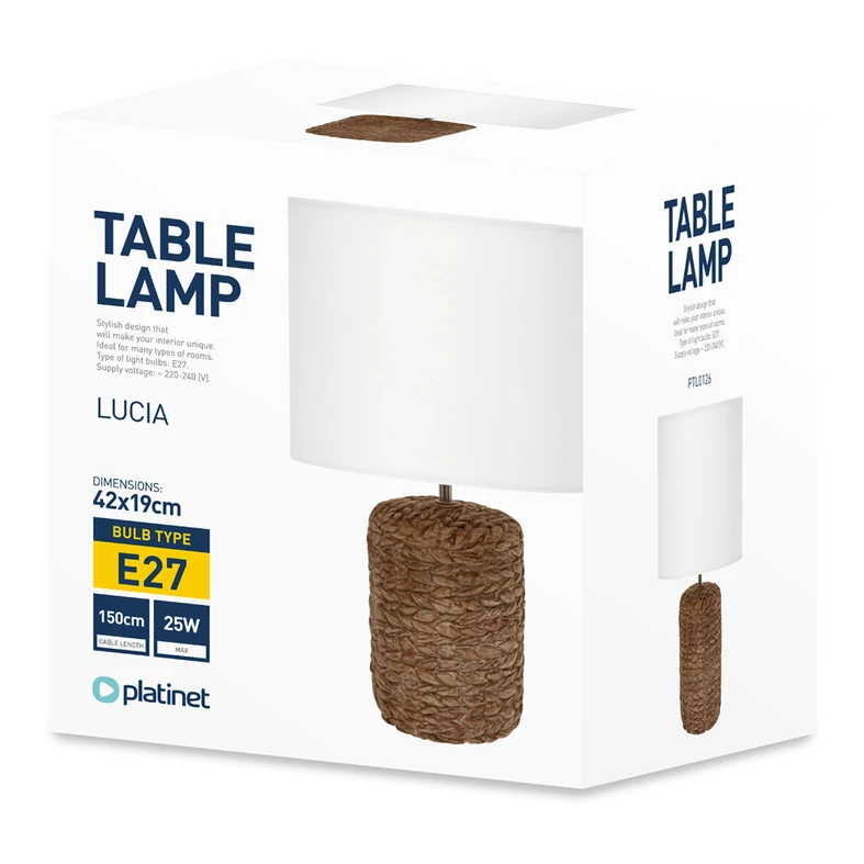 Keramická stolní lampa LUCIA bílá/ratan