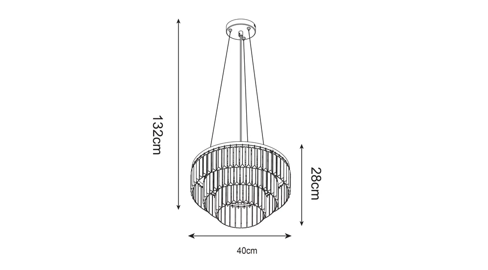 Lampa wisząca glamour złota TIFANNY - wymiary.