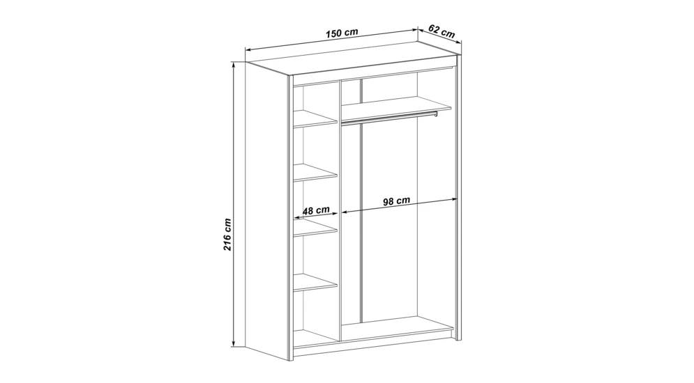 Zrcadlová skříň s posuvnými dveřmi INOVA 150 cm dąb sonoma