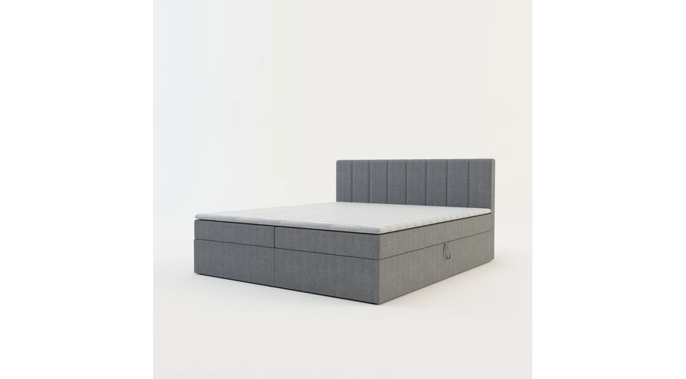 Postel boxspring s topperem šedá PEDRO PU 180x200 cm